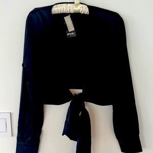 Nasty Gal Vera & Lucy black tied satan blouse